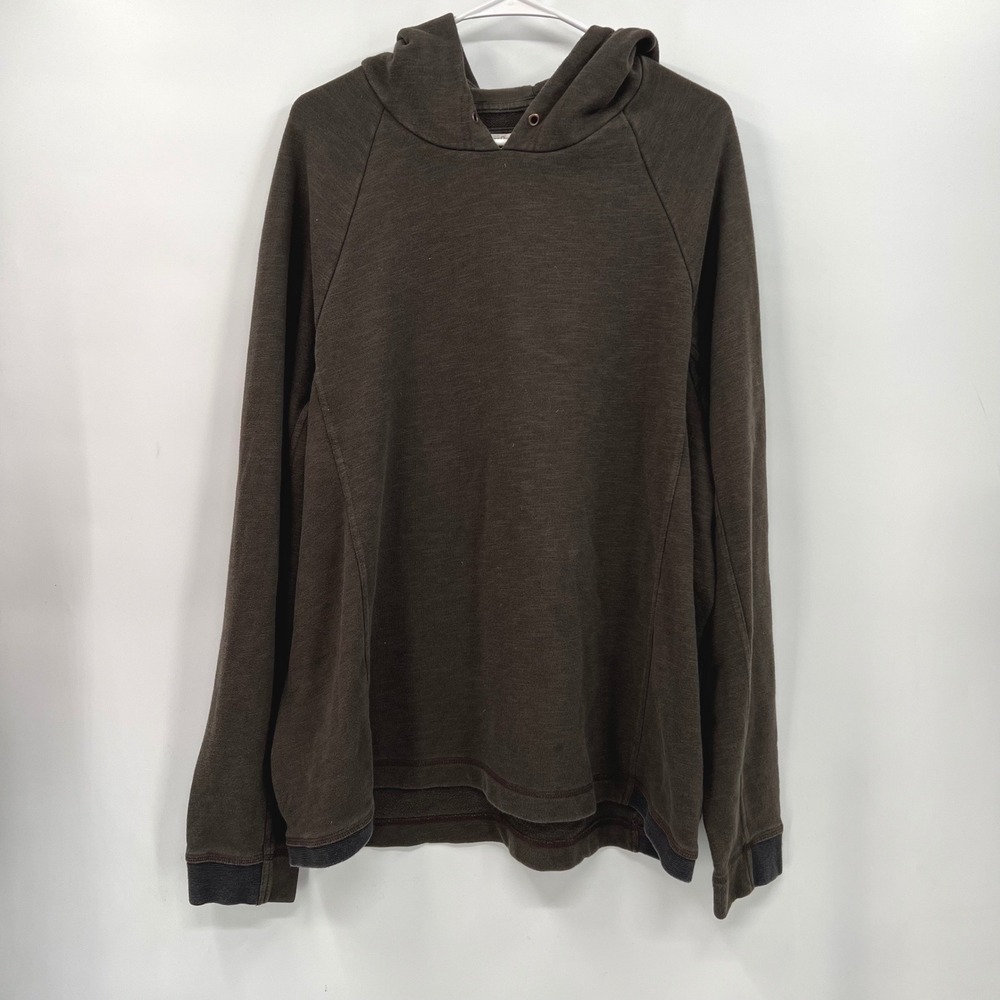 Carbon2Cobalt Large Hoodie Mens Brown Raglan Sleeve Contrast Trim Pullover